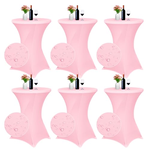 Cocktail-Tischdecke aus Elastan, dehnbar, quadratische Ecken, 80 x 110 cm, Rosa, hoher Tisch, wasserdicht, Cocktail-Tischdecke für Bar, Hochzeit, Cocktailparty, Bankett, Tisch (Rosa) von Pesonlook