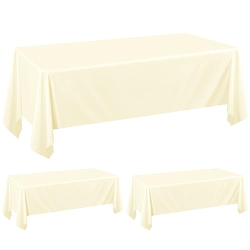 Pesonlook 2er-Pack beige Tischdecken für 1,80 m große rechteckige Tische, 153 x 260 cm, rechteckige Tischdecke aus Polyestergewebe, waschbare Tischdecke für Hochzeit, Empfang, Bankett, Party von Pesonlook