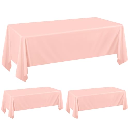 Pesonlook 2er-Pack rosa Tischdecken für 1,8 m große rechteckige Tische, 153 x 260 cm, rechteckige Tischdecke aus Polyestergewebe, waschbare Tischdecke für Hochzeit, Empfang, Bankett, Party, Restaurant von Pesonlook