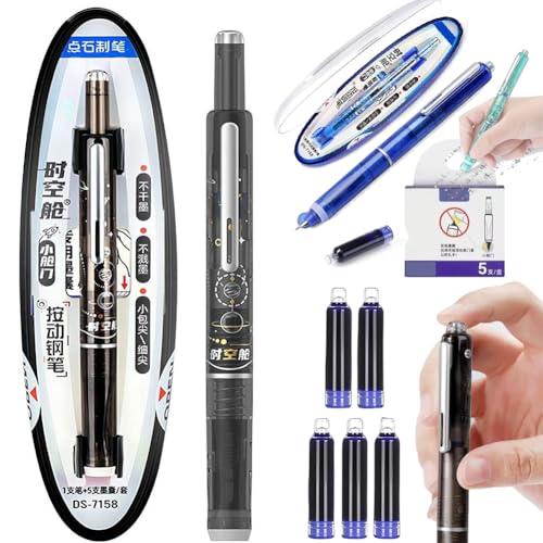 Pessrrtewg Füllfederhalter, einziehbar, 0,38 mm, blaue und schwarze Tinte, transparenter Schaft, inklusive 5 nachfüllbaren Tintenpatronen, glattes Schreiben, kein Auslaufen, für Kalligraphie Pessrrtewg Füllfederhalter, einziehbar, 0,38 mm, blaue und schwarze Tinte, transparenter Schaft, inklusive 5 nachfüllbaren Tintenpatronen, glattes Schreiben, kein Auslaufen, für Kalligraphie von Pessrrtewg