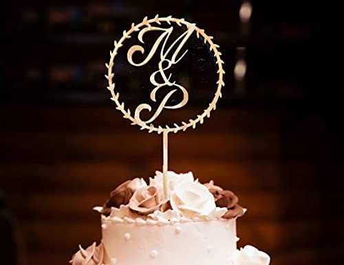 Cake Topper Hochzeit Monogram Personalisierte Holz Hochzeitstorte mit Initialen Topper Namen Jubiläum Kuchen Dekoration Party Dekoration Topper Wedding CakeTopper Custom von Pet-Jos