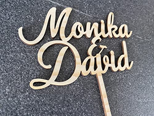 Cake Topper Hochzeit eigene Namen Personalisierte Holz Hochzeitstorte Tortenfigur personalisiert mit Namen Tortenstecker Topper Jubiläum Dekoration Party Wedding Custom Cake Topper von Pet-Jos