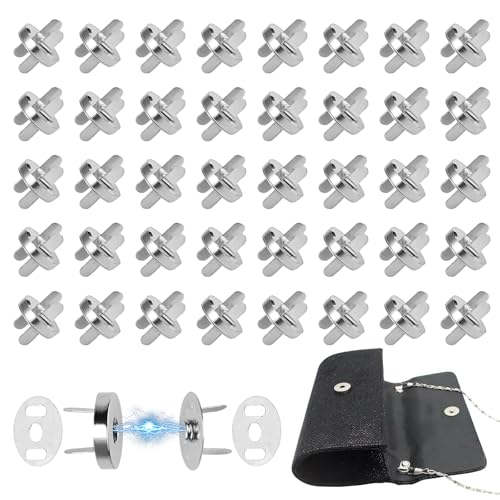 160 Stück (40 Sets) Metall Magnetknopf für Taschen, 18 mm Häkeltaschenverschlüssen, Runde Knöpfe für Diy Tasche ，Druckknöpfe Ohne Nähen, Magnetverschluss Tasche für Rucksack,Handtasche,Geldbörsen von PetGlimmer