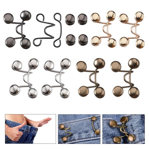 8 Paare Knöpfe Hosen Enger Machen Clip, Verstellbare Hosenbund Enger Machen, Hosen Verkleinern Clip Nagelfreie, Abnehmbare Hosenknopf zum Enger Machen, Waist Tightener Clipfür Hosen Jeans Rock von PetGlimmer