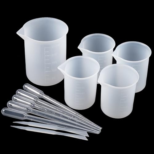 Klein Silikonbecher zum Gießen 250 Ml / 100 Ml Epoxidharz Mischbecher Ml mit Skala, Messbecher Set Flexibel, Gips Gießen Zubehör, Silikon Messbecher Gießpulver für Diy Silikonform Epoxidharz von PetGlimmer