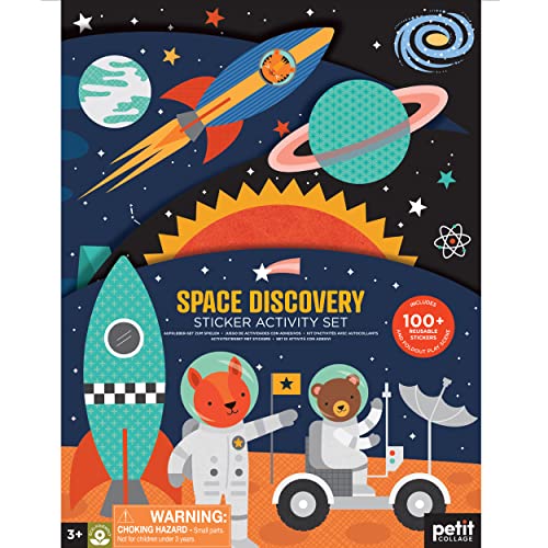 Petit Collage: Space Discovery Sticker Activity Set - 100 Repositionable Sticker - Multicolor - Sci-Fi - Indoor - Kind ab 3 Jahren von Petit Collage