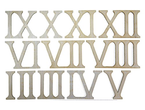 Petra's Bastel-News 12-teiliges Holzset Römische bestehend aus Zahlen I-XII (Höhe ca. 120 mm), Filz, Holz, 20x12x5 cm von Petra's Bastel-News
