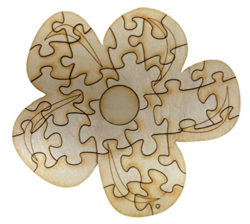 Petra's Bastel-News Bastelartikel 3 Puzzle-Blumen aus Holz Höhe: ca. 12 cm, Natur, 28 x 19 x 5.5 cm von Petra's Bastel-News