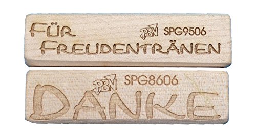 Petra's Bastel-News Stempel Stempelset Danke und Für Freudentränen in moderner Blockschrift, waagerecht, Holz, Holzfarben, 25 x 18 x 5 cm von Petra's Bastel-News