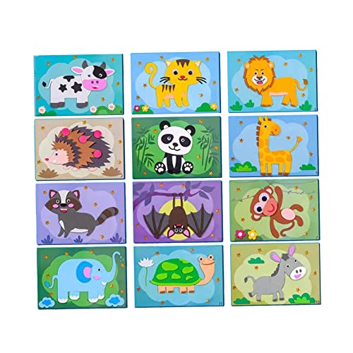 Cartoon Eva Aufkleber Spielzeug 3D DIY Cartoon Animal Sticker Safe Eva Foam Lustige Aufkleber Spielzeug süßes Lernspielzeug für Kinder 12pcs (A-Classic-Tier) von Pettaku