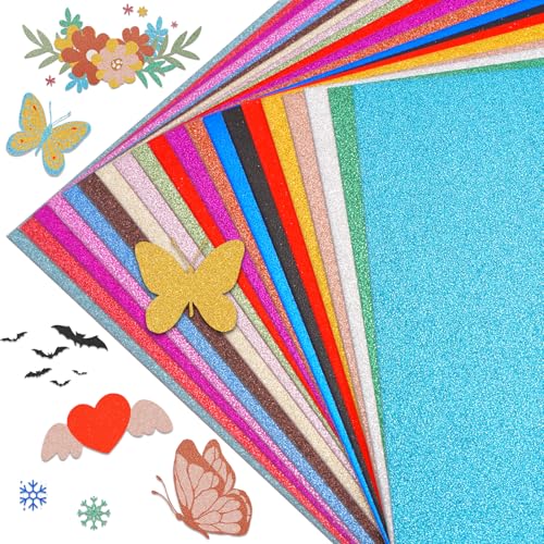 PETUTU Tonpapier a4 bunt – Glitzerpapier zum Basteln, Bastelpapier 20 Farben 20 Blatt 250 g/m² von Petutu