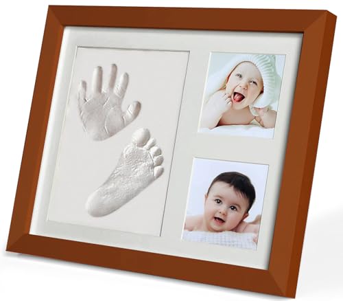 PewinGo Baby Handabdruck und Fußabdruck Set, Gipsabdruck Baby Hand und Fuß mit Echtholz Bilderrahmen- Perfekte Geschenkidee für Kleinkinder, Mütter und Väter, Erinnerungen für die Ewigkeit-Wlunt von PewinGo