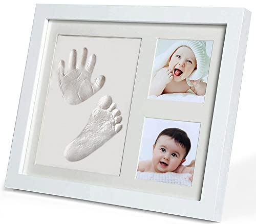 PewinGo Baby Handabdruck und Fußabdruck Set, Gipsabdruck Baby Hand und Fuß mit Echtholz Bilderrahmen- Perfekte Geschenkidee für Kleinkinder, Mütter und Väter, Erinnerungen für die Ewigkeit von PewinGo