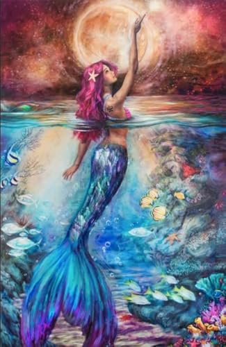 5D DIY Diamond Art Painting Kit Full Drill, Mermaid Diamond Crystal Rhinestone Arts and Crafts Cross Stitch Embroidery Pictures Paintings by Numbers for Adults Kids Home Wall Decoration von Peygre