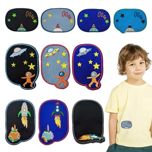 10 Stück Bügelflicken Kinder, Aufbügeln Universum Aufnäher, Bügelflicken Kinder Bügelbild, Aufbügeln oder Aufnähen DIY für Jacken Jeans Hosen Rucksäcke Kleidung von Peysaitr