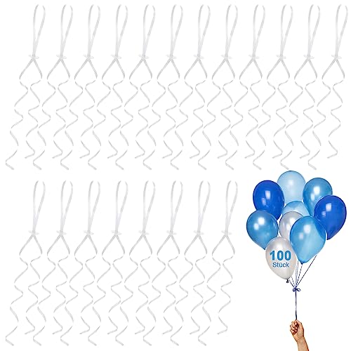 100 Stück Ballonverschlüsse mit Polyband, Schnellverschluss Helium Ballonbänder,Weiß Luftballon Verschluss Ballonbänder Schnur für Geburtstag Oder Hochzeitsfeier Party von Peysaitr