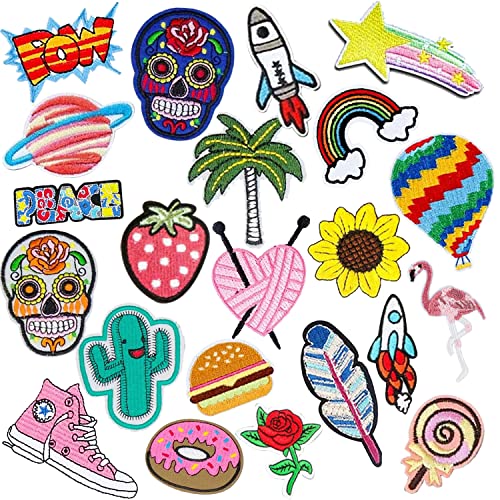 22 Stück Patches Zum aufbügeln, bestickte Aufnäher Patches zum Aufbügeln Niedlich DIY Kleidung Patches for Jackets, Hats, Backpacks, Jeans, DIY Accessories von Peysaitr