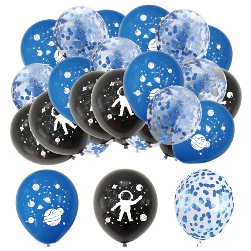 30 Stück Weltraum-Party-Ballons, Weltraum-Party-Ballon-Set, 30,5 cm Weltraum-Party-Ballons, blau-schwarze Konfetti-Helium-Latex-Luftballons, Astronauten-Ballons von Peysaitr