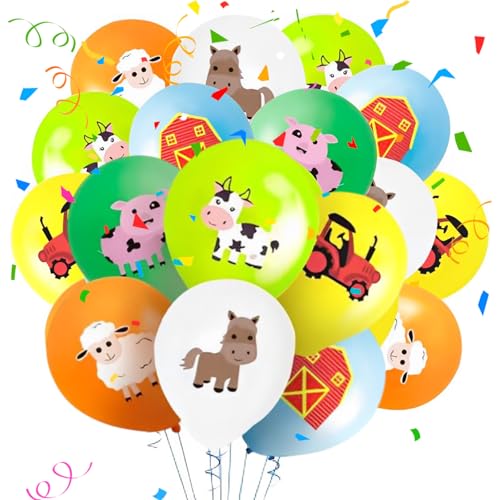 36 Stück Bauernhof Tier Luftballons, 12 Zoll Nutztiere Latex Luftballon, Bauernhof Thema Geburtstag Deko, Schwein Luftballons für Kinder Geburtstags Babyparty Bauernhof Mottoparty von Peysaitr