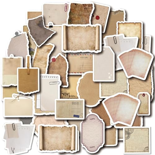 80 Stück Vintage Scrapbooking Sticker Set, Beschreibbare Retro dekorative Papier Scrapbook Aufkleber, DIY Papier Dekoration für Scrapbook Kalender Notizbuch Tagebuch Fotoalbum usw von Peysaitr