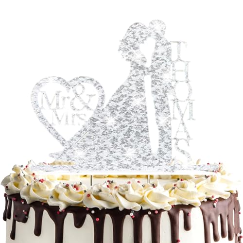 Cake Topper Hochzeit mit Strass, Mr & Mrs Deko Hochzeit Tortenfiguren, Kuss, Hochzeitstorte Hochzeitstorten Topper Deco, Cake Topper Personalisiert für Hochzeitstorten und Partytorten von Peysaitr