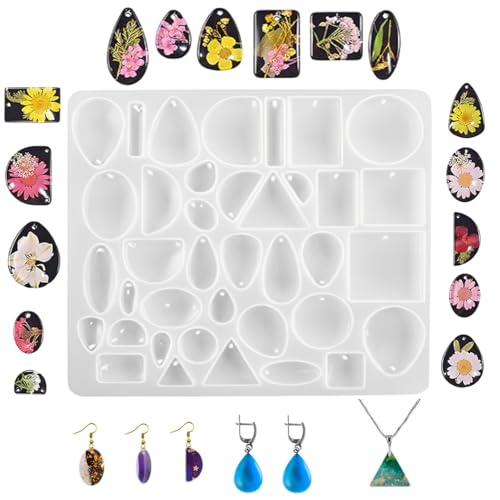 Peysaitr Silikonformen Schmuck Set, 1 Stück Anhänger Silikonformen, Silikonformen Epoxidharz, Anhänger Lanyard und Anhänger Clip, für Anhänger Halskette Schmuck DIY Kunst Machen Dekoration von Peysaitr