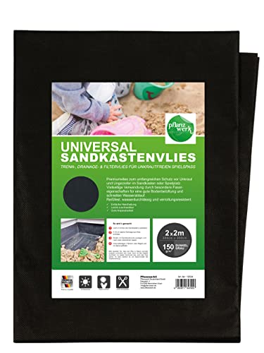 Pflanzwerk® Premium SANDKASTENVLIES 2x2 m - 150g/m² - Vlies Drainagevlies Unkrautvlies Kinder Sandkastenunterlage *100% ÖKOLOGISCH* *100% WASSERDURCHLÄSSIG* *10 Jahre GARANTIE* von Pflanzwerk