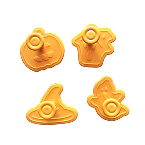 4-teiliges Halloween-Keksstempel-Set, 3D-Silikon-Ausstecher, Kürbisdekorationen, Küchenwerkzeuge mit Federgriff für Selbstgemachtes Backen (ORANGE) von Phefop