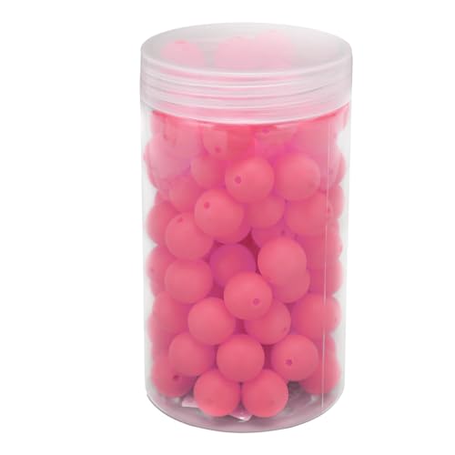 Entzückende Runde Silikonperlen-Packung, 105 Stück 15 Mm Lose Silikonperlen für die Herstellung von Schlüsselanhängern, Halsketten und Armbändern (Baby Pink) von Phefop