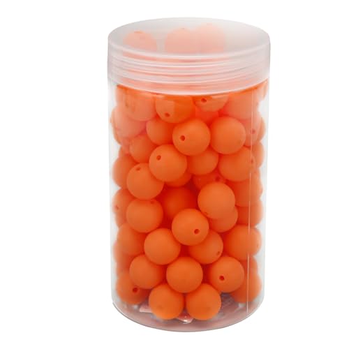 Entzückende Runde Silikonperlen-Packung, 105 Stück 15 Mm Lose Silikonperlen für die Herstellung von Schlüsselanhängern, Halsketten und Armbändern (ORANGE) von Phefop