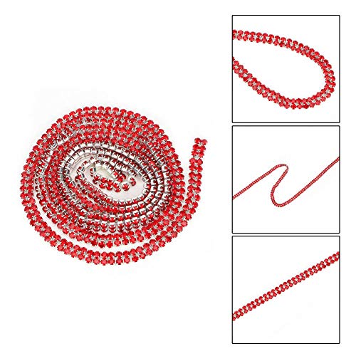 Kristall-Kettenbesatzband, Diamant-Wickelrolle, Strass-Kristallband, Glitzernde Dekoration, Strassband, Rolle, 1 M Länge, 3 Mm Breite, mit Selbstklebender Rückseite (Zweireihig von Phefop