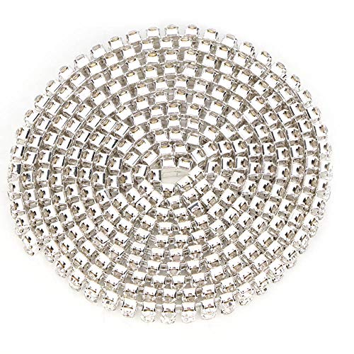 Kristall-Kettenbesatzband, Diamant-Wickelrolle, Strass-Kristallband, Glitzernde Dekoration, Strassband, Rolle, 1 M Länge, 3 Mm Breite, mit Selbstklebender Rückseite (Zweireihig von Phefop