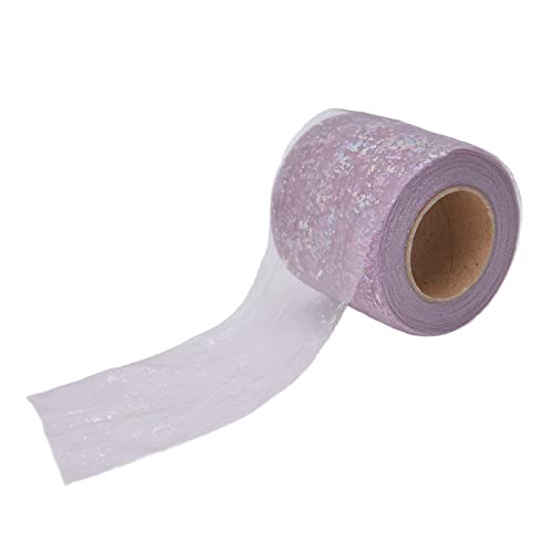 Tüllrolle Pailletten Tüll Rolle Polyester Tüll Stoffband Mesh Stoff Zubehör für Kleidung Dekoration Band (Bohnenpaste Lila) von Phefop