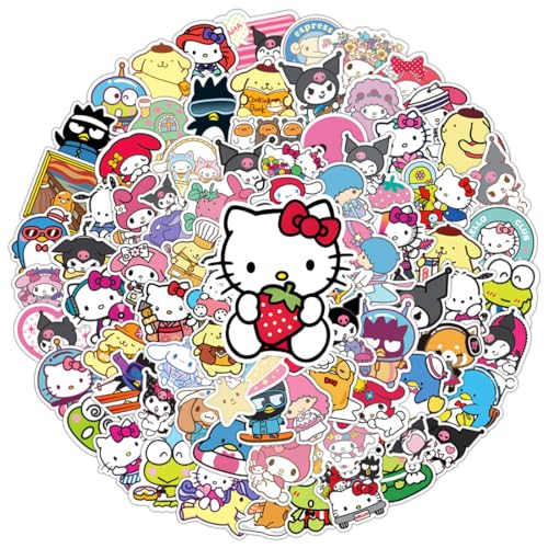 Aufkleber Sticker Kinder,100 Stück Aufkleber Set Katze,Sticker Kinder für Scrapbooking Auto Gitarren,Geschenk Thema Geburtstag für Jungen Mädchen von Philoctes