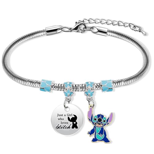 Philoctes Cartoon Armband, Beste Freundschaftsarmbänder, Lilo und stich Bettelarmband, Silber Anhänger Armband, Cartoon Bettelarmband für Mädchen Geburtstags und Weihnachtsgeschenke von Philoctes