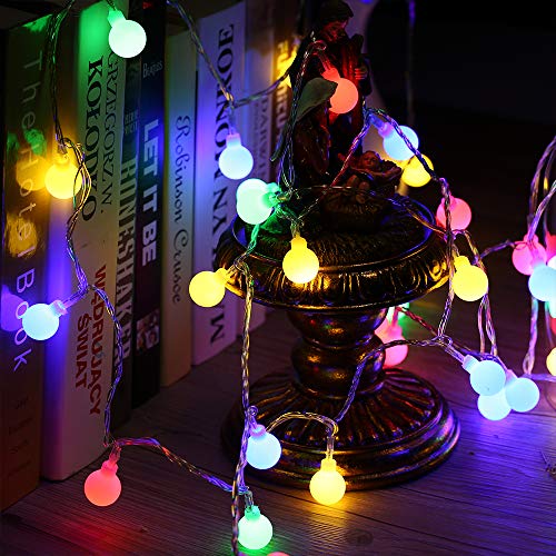 PhilzOps 100 LED Kugel Lichterkette Bunt, 10M Lichterkette Aussen Strombetrieben 8 Modi Wasserdicht RGB Partybeleuchtung mit Speicherfunktion für Deko Weihnachten Innen Kinderzimmer Hochzeit Balkon von PhilzOps