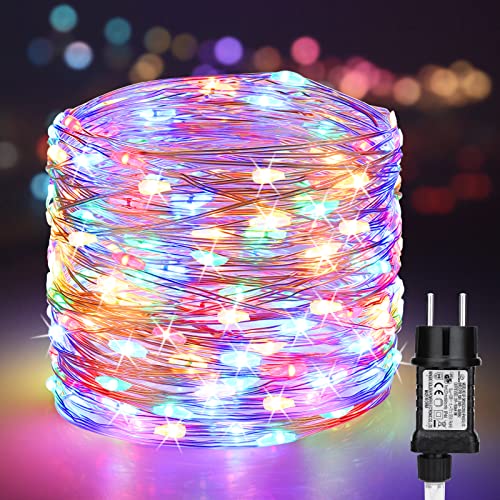 PhilzOps LED Lichterkette Außen, 20M 200 LED Bunt Weihnachten Lichterkette Strom Indoor 8 Modi Wasserdicht Kupfer Weihnachtsbeleuchtung für Outdoor Innen Tannenbaum Balkon Garten Hochzeiten Party Deko von PhilzOps