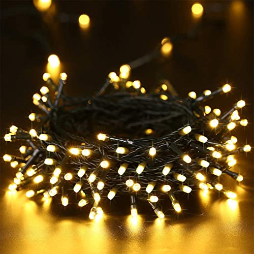 PhilzOps LED Weihnachten Lichterkette Innen, 10M 100 LED Weihnachtsbeleuchtung Outdoor Batterie Warmweiß 8 Modi Wasserdicht Außenlichterkette für Weihnachtsbaum Balkon Hochzeit Party Fenster Deko von PhilzOps