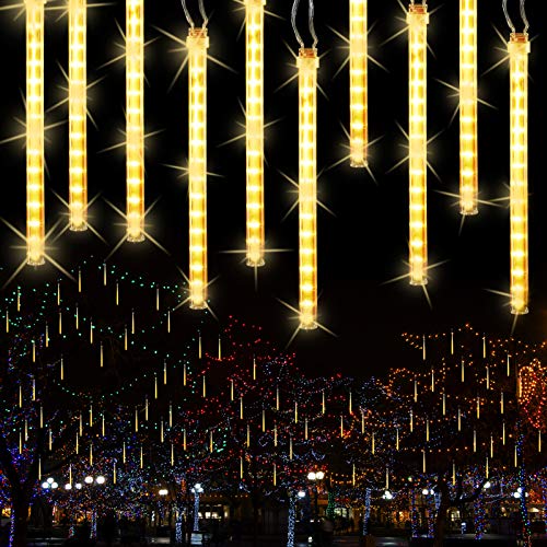 PhilzOps Meteorschauer Regen Lichter 30CM, 240 LED Schneefall Lichterregen Außen Warmweiß Wasserdichte 10 Tubes Lichterregen Weihnachtslichterkette für Innen Xmas Hochzeit Party Garten Balkon Deko von PhilzOps