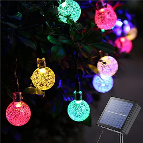 PhilzOps Solar Lichterkette Außen, 22M 100 LED Solar Garten Deko Außenlichterkette 8 Modi Kristall Kugeln Beleuchtung Wasserdicht Lichter für Outdoor Garten Balkon Bäume Terrasse Fest Camping, Bunt von PhilzOps