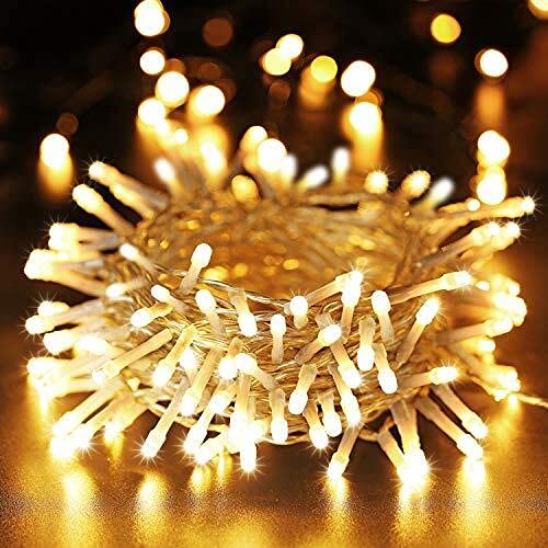 PhilzOps Weihnachten Deko Lichterkette Outdoor, 20M 200 LED Warmweiß Lichterkette Strombetrieben Innen Wasserdicht Weihnachtslichterkette für Innen Haus Party Hochzeit Valentinstag Raum Außen Garten von PhilzOps