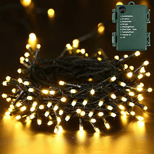 PhilzOps Weihnachten Lichterkette Außen, 20M 200 LED Weihnachtsdeko Lichterkette Innen Batterie 8 Modi Wasserdicht Beleuchtung für Zimmer Outdoor Balkon Baum Hochzeit Party Fenster, Warmweiß von PhilzOps