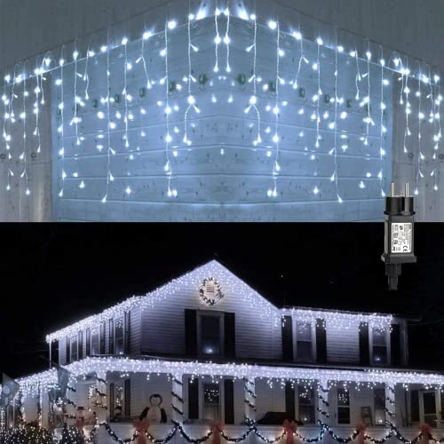 PhilzOps Weihnachtsbeleuchtung Außen 480 LED 19M Eisregen Lichterkette Kaltweiß Lichtervorhang Eiszapfen Weihnachten Deko Wasserdicht Strombetrieben Beleuchtung für Tannenbaum Party Hochzeit Winter von PhilzOps