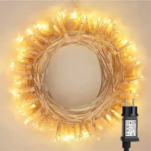 PhilzOps Weihnachtsdeko 100 LED Lichterkette Außen, 10M Warmweiß Tannenbaum Lichterkette Strombetrieben Innen 8 Modi Wasserdichte Beleuchtung für Ostern Haushalt Party Hochzeit Outdoor Garten von PhilzOps