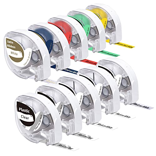 10x Phomemo P12/P12 Pro/LT12 Etikettenband Original 12mm x 4m Satinband/Eisen auf Etiketten/Plastiketiketten Q5-FA231/Q5-R234/Q5-RN34/Q5-TB131/Q5-TB231/Q5-TB431/Q5-TBG31/Q5-TBY31 Etikettenband von Phomemo