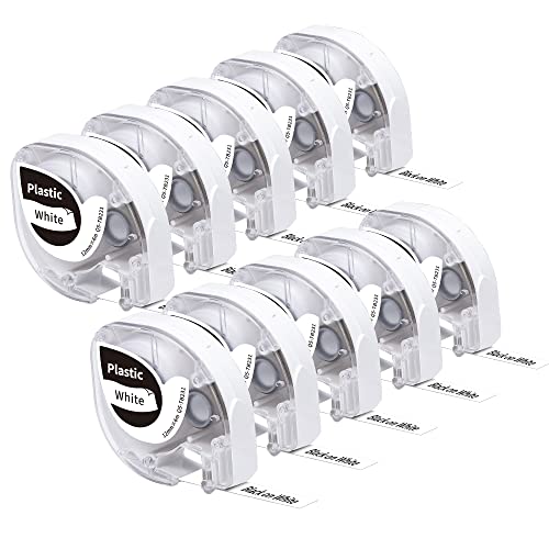 10x Phomemo P12&P12-Pro Etikettenband Original 12mm x 4m Schwarz auf Weiß Q5-TB231 Wasserfestes Kunststoff Selbstklebendes Etikettenband für Phomemo P12&P12-Pro&LT12 Etikettendrucker von Phomemo