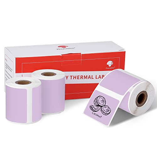 3 Rollen Phomemo 1.57 "x1.18" (40x30mm) Violett selbstklebende Thermodirekt-Etiketten, Thermo-Etikettenpapier für Phomemo M110/M120/M220/M200/M221 Etikettendrucker, für Barcode, Adresse, Preis etc von Phomemo