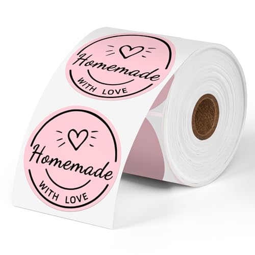 Phomemo 2" Runde Rosa Etiketten 750 Etiketten/Rolle, kompatibel mit MUNBYN, Phomemo, Polono Etikettendrucker, BPA-freie Versandetiketten Selbstklebende Thermoetiketten für Logo, Code, DIY-50x50mm von Phomemo