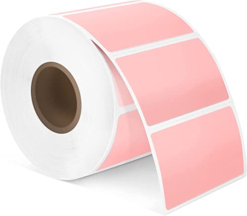 Phomemo 2.25''*1.25'' Rosa Versandetiketten Selbstklebend1000 Etiketten/Rolle, kompatibel mit MUNBYN, Phomemo, Polono Etikettendrucker, BPA-freie Thermoetiketten für Barcode, Adressetiketten-57x31mm von Phomemo