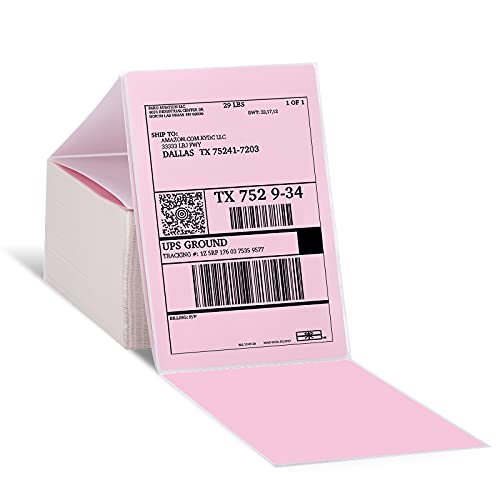 Phomemo 4 "x 6" Thermal Direct Shipping Etikett，500/Direkt Thermo Versandetiketten，4x6 Aufkleberpapier für Versandverpackungen Kompatibel mit ThermoEtikettendrucker, 500/Thermofaltetikett（Hellrosa） von Phomemo